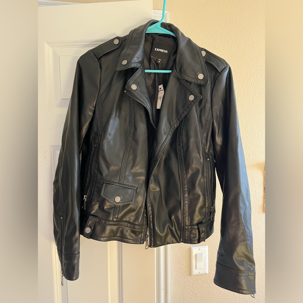 Express Black Leather Motorcycle Jacket